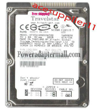 Major Brand 2.5" IDE/PATA 80GB hard disk drive for laptop - Click Image to Close